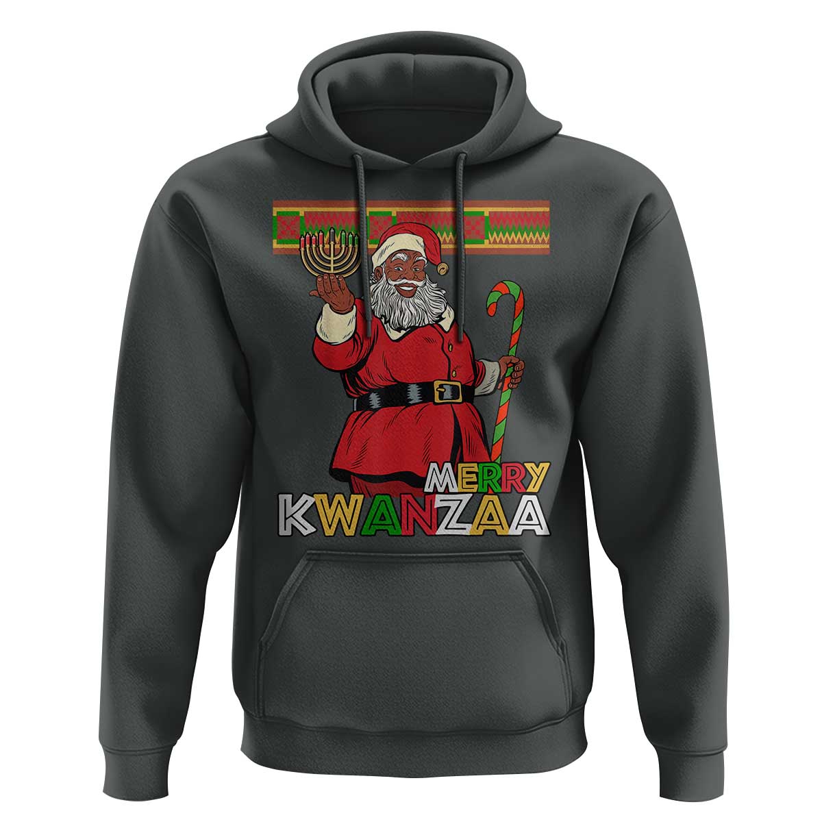 Funny Merry Kwanzaa Christmas Hoodie African American Black Santa Kinara Candles