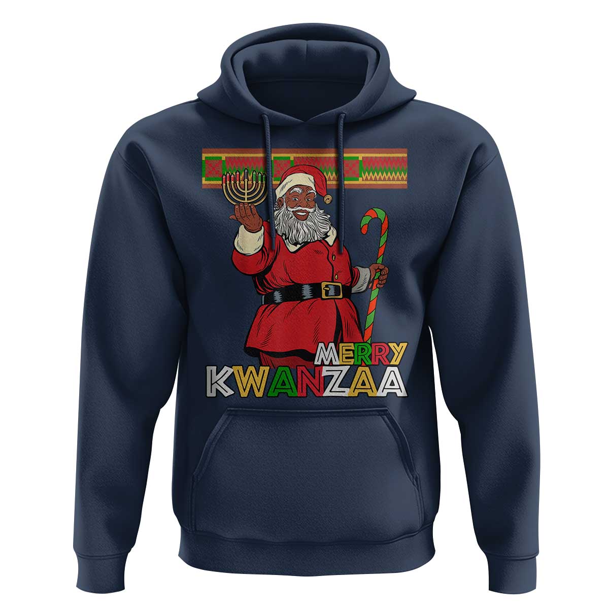 Funny Merry Kwanzaa Christmas Hoodie African American Black Santa Kinara Candles