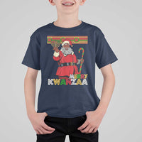 Funny Merry Kwanzaa Christmas T Shirt For Kid African American Black Santa Kinara Candles - Wonder Print Shop