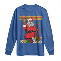Funny Merry Kwanzaa Christmas Long Sleeve Shirt African American Black Santa Kinara Candles
