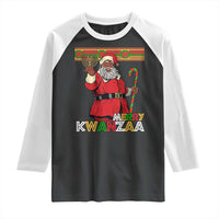 Funny Merry Kwanzaa Christmas Raglan Shirt African American Black Santa Kinara Candles - Wonder Print Shop