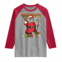 Funny Merry Kwanzaa Christmas Raglan Shirt African American Black Santa Kinara Candles - Wonder Print Shop