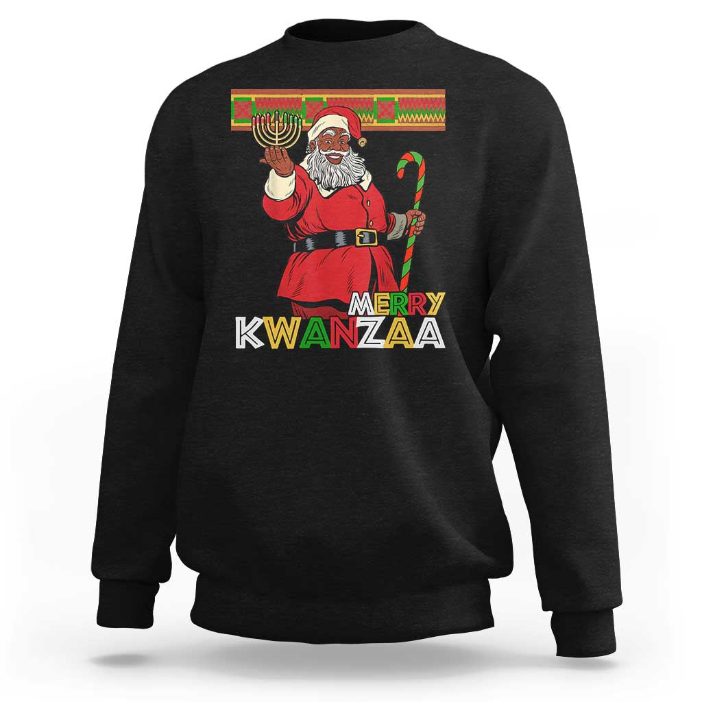 Funny Merry Kwanzaa Christmas Sweatshirt African American Black Santa Kinara Candles - Wonder Print Shop