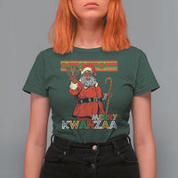 Funny Merry Kwanzaa Christmas T Shirt For Women African American Black Santa Kinara Candles - Wonder Print Shop