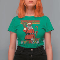 Funny Merry Kwanzaa Christmas T Shirt For Women African American Black Santa Kinara Candles - Wonder Print Shop