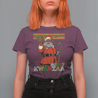 Funny Merry Kwanzaa Christmas T Shirt For Women African American Black Santa Kinara Candles - Wonder Print Shop