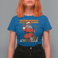 Funny Merry Kwanzaa Christmas T Shirt For Women African American Black Santa Kinara Candles - Wonder Print Shop