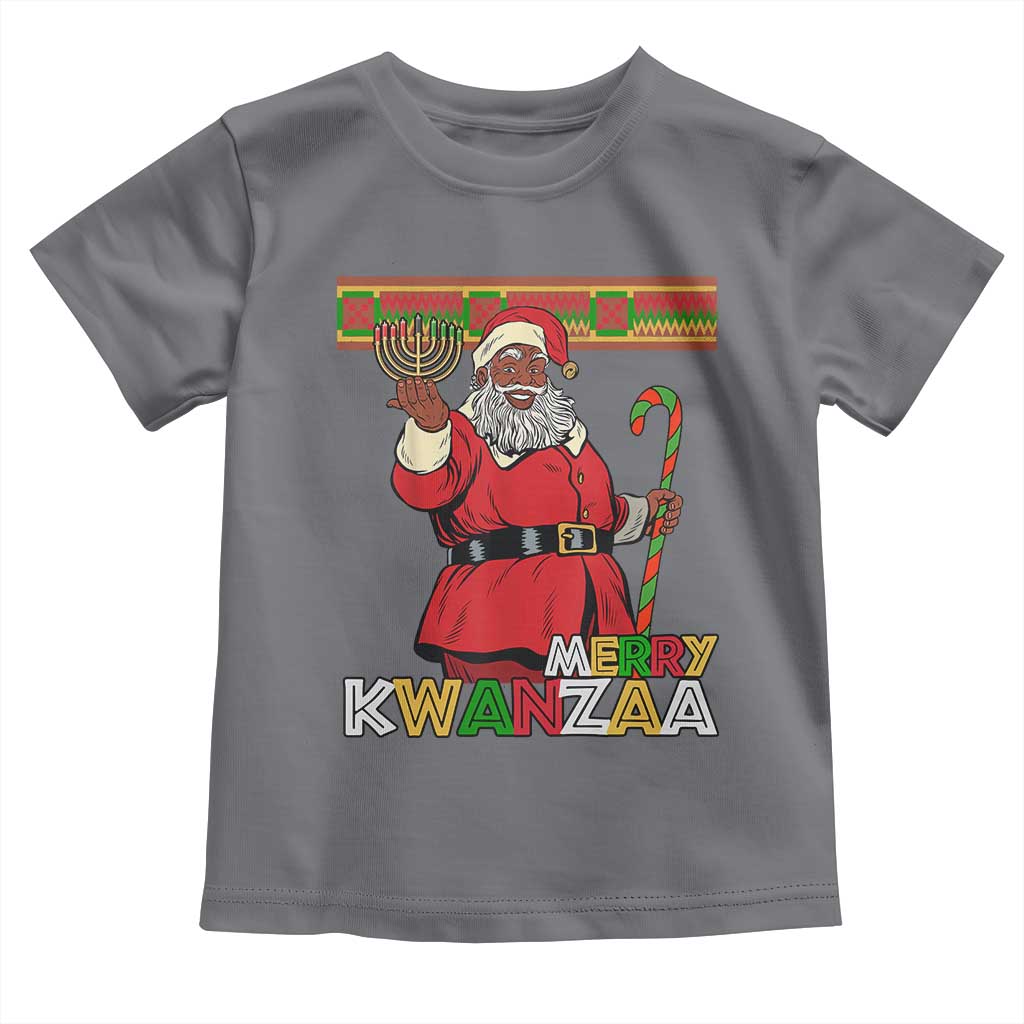 Funny Merry Kwanzaa Christmas Toddler T Shirt African American Black Santa Kinara Candles