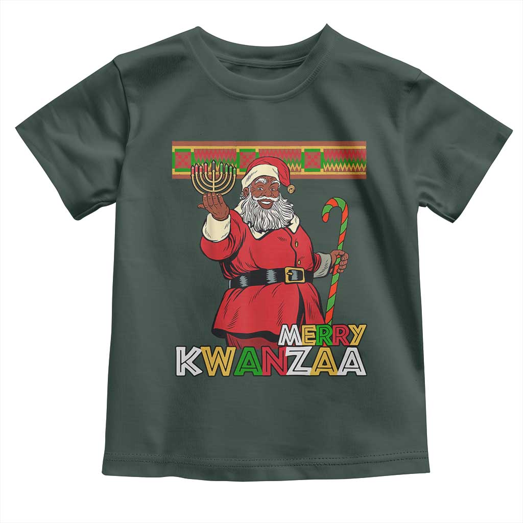 Funny Merry Kwanzaa Christmas Toddler T Shirt African American Black Santa Kinara Candles