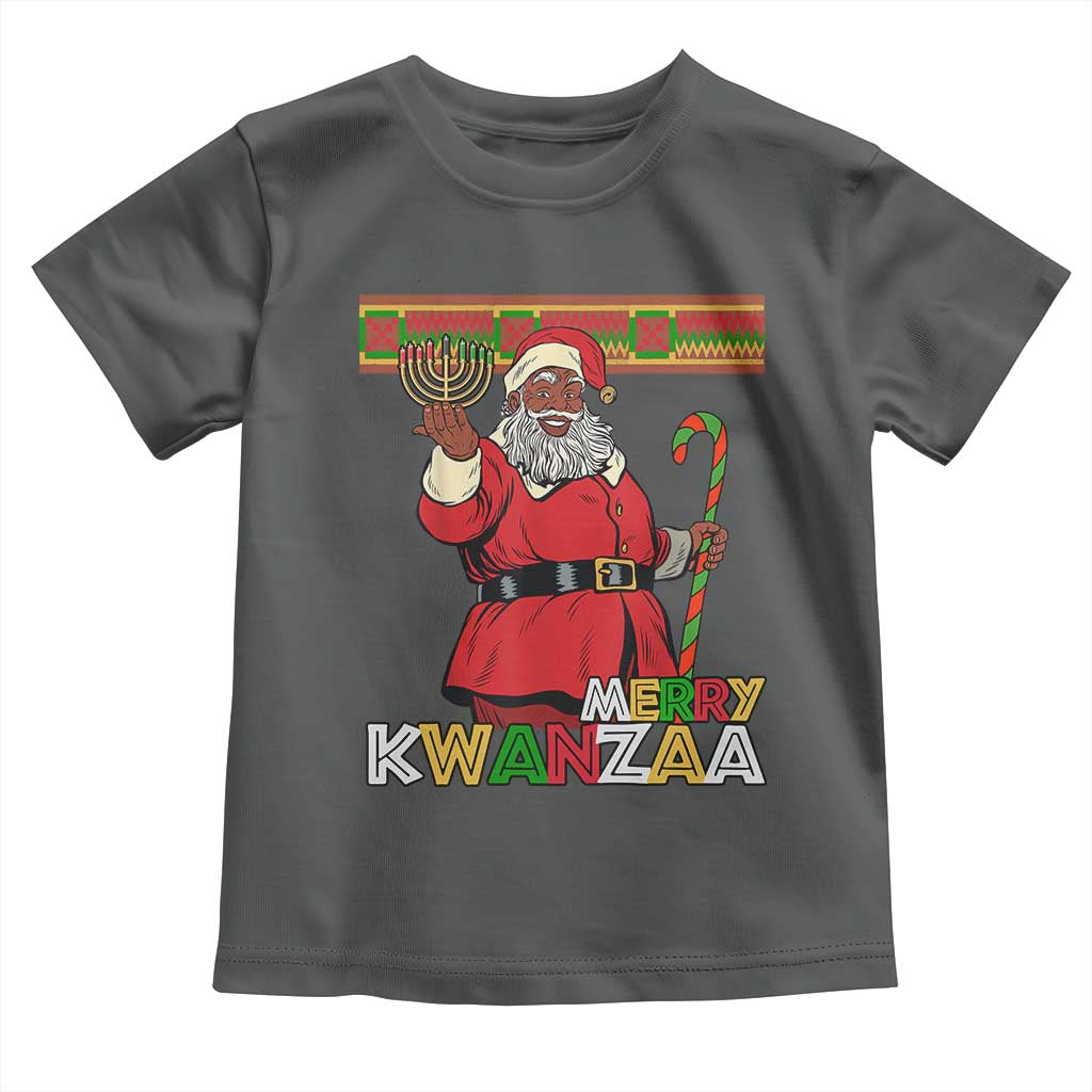 Funny Merry Kwanzaa Christmas Toddler T Shirt African American Black Santa Kinara Candles
