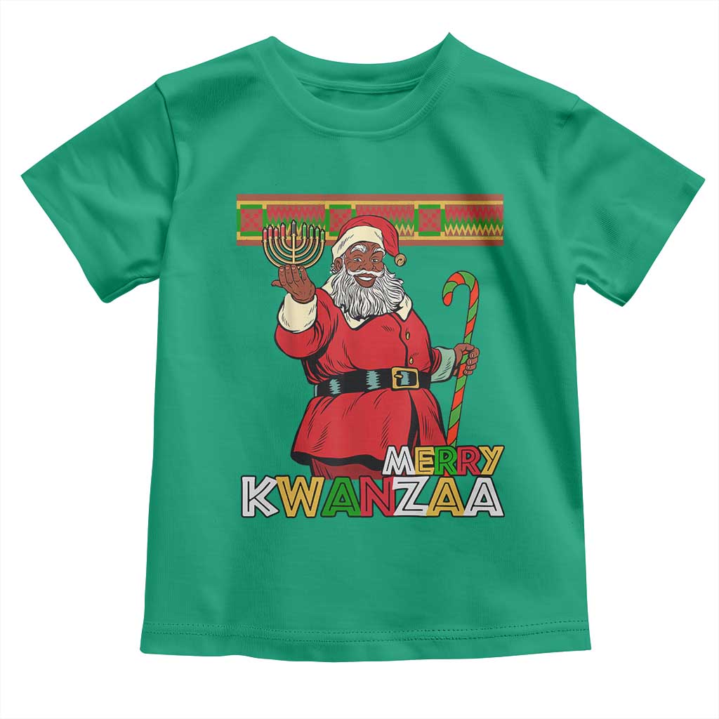 Funny Merry Kwanzaa Christmas Toddler T Shirt African American Black Santa Kinara Candles