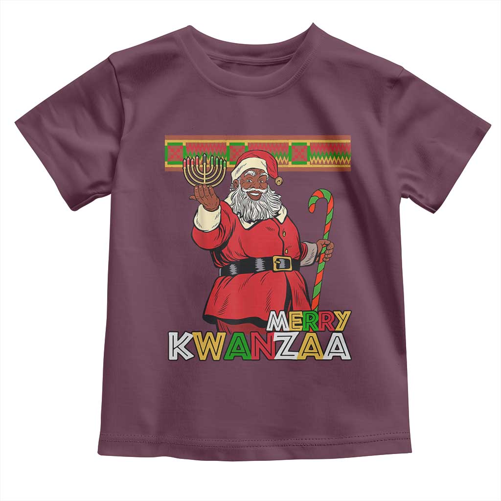 Funny Merry Kwanzaa Christmas Toddler T Shirt African American Black Santa Kinara Candles