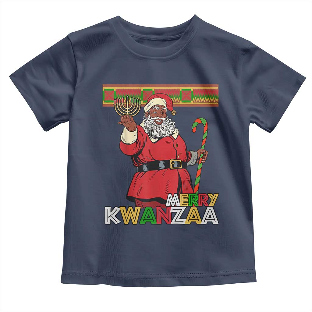 Funny Merry Kwanzaa Christmas Toddler T Shirt African American Black Santa Kinara Candles
