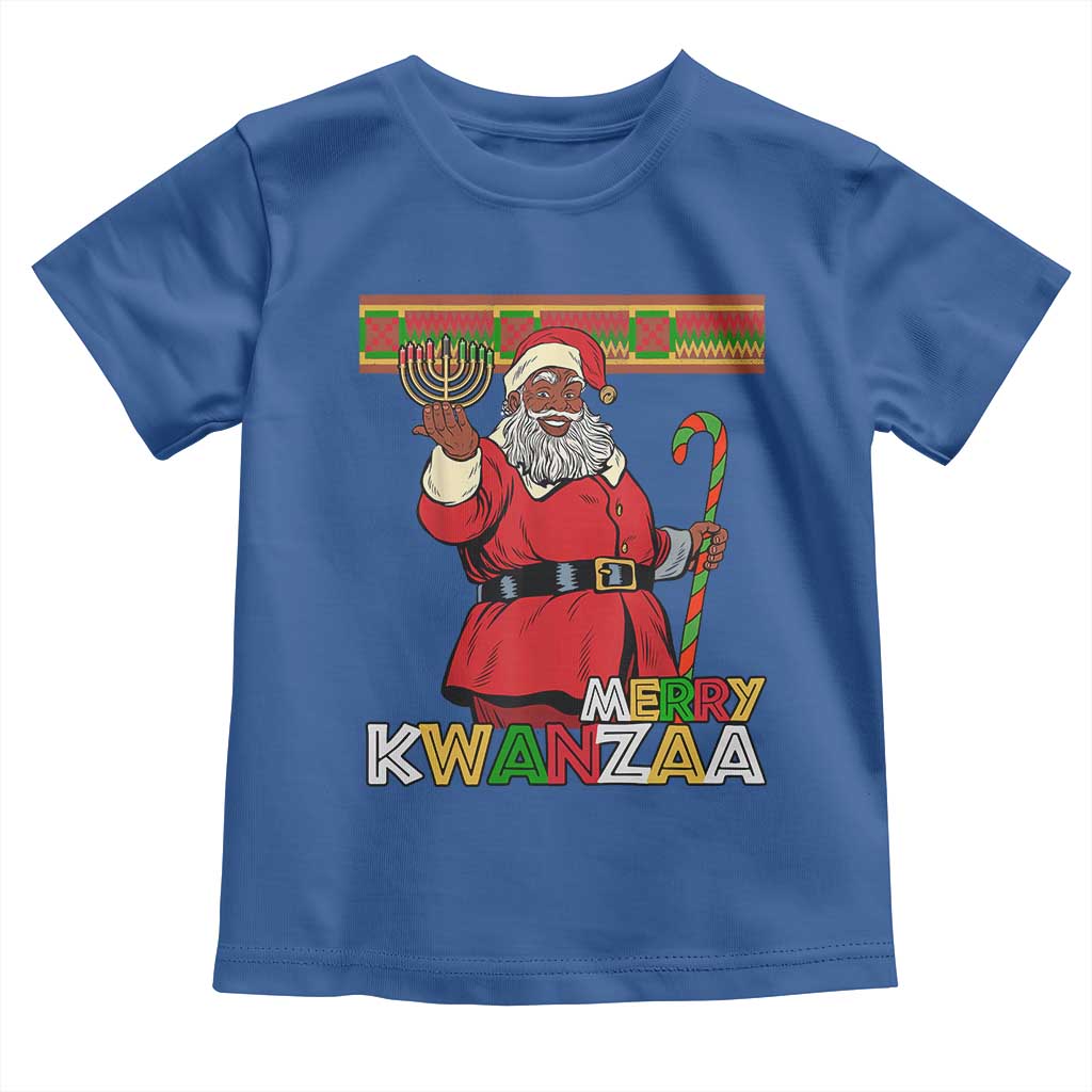 Funny Merry Kwanzaa Christmas Toddler T Shirt African American Black Santa Kinara Candles