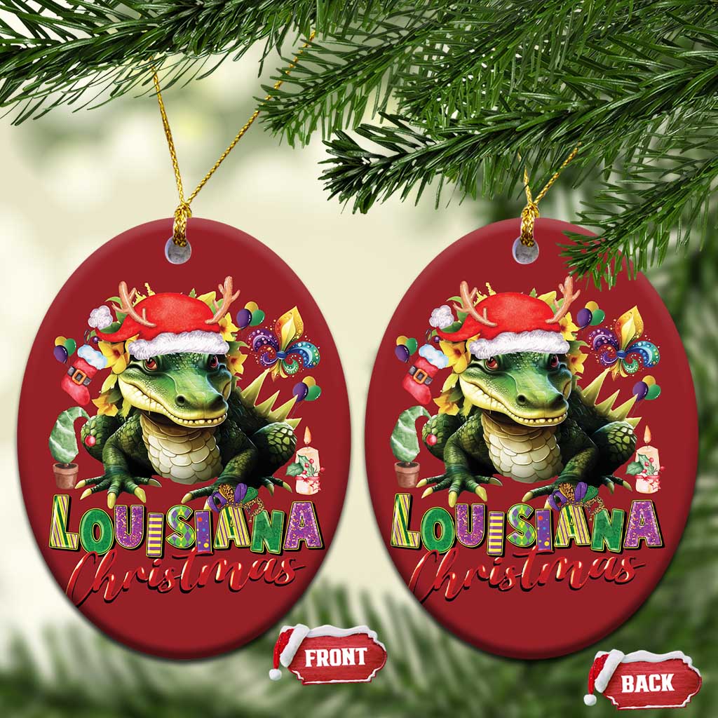 Funny Cajun Louisiana Christmas Santa's Alligator Christmas Ornament - Wonder Print Shop