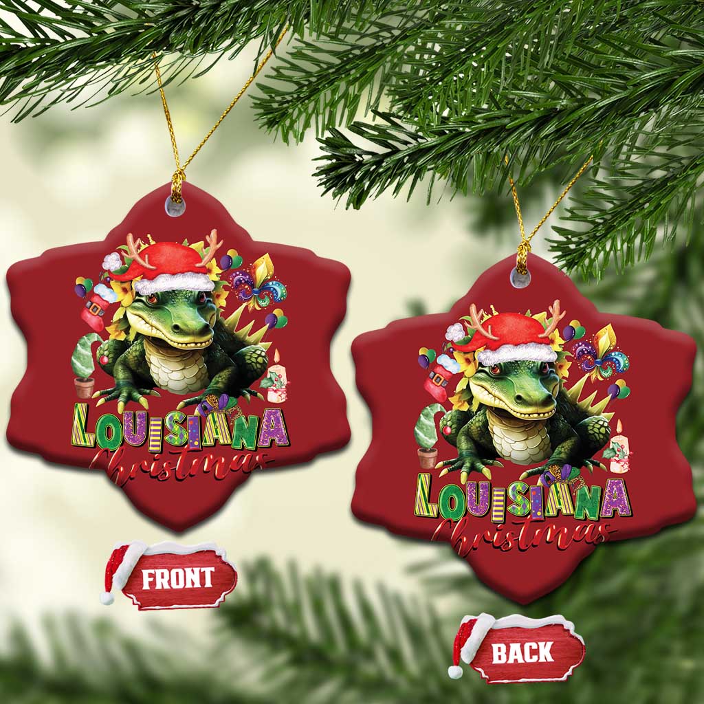 Funny Cajun Louisiana Christmas Santa's Alligator Christmas Ornament - Wonder Print Shop