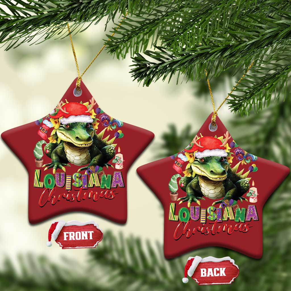 Funny Cajun Louisiana Christmas Santa's Alligator Christmas Ornament - Wonder Print Shop