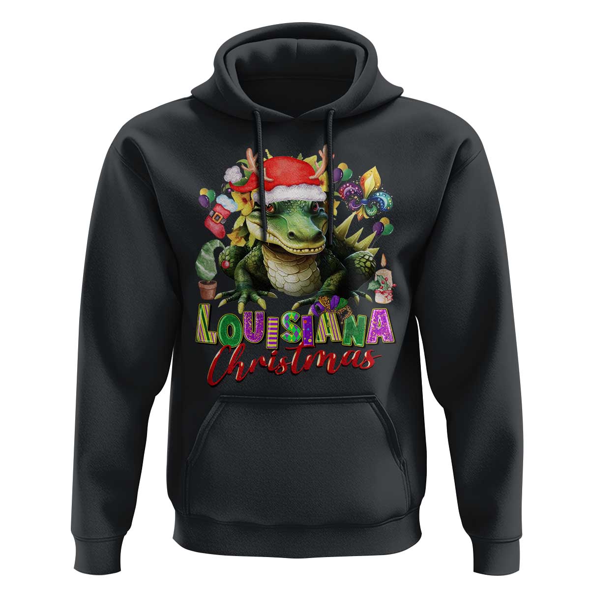 Funny Cajun Louisiana Christmas Santa's Alligator Hoodie