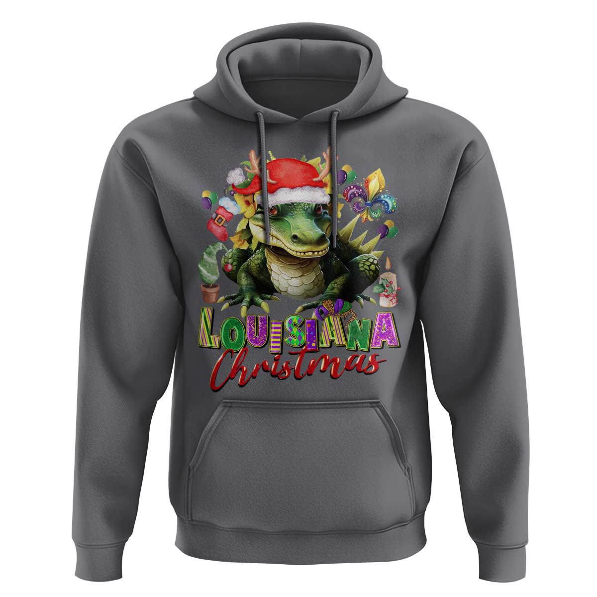 Funny Cajun Louisiana Christmas Santa's Alligator Hoodie