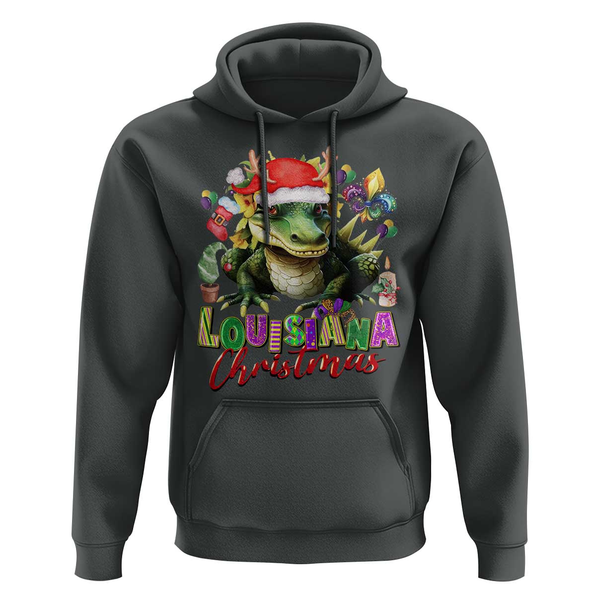 Funny Cajun Louisiana Christmas Santa's Alligator Hoodie