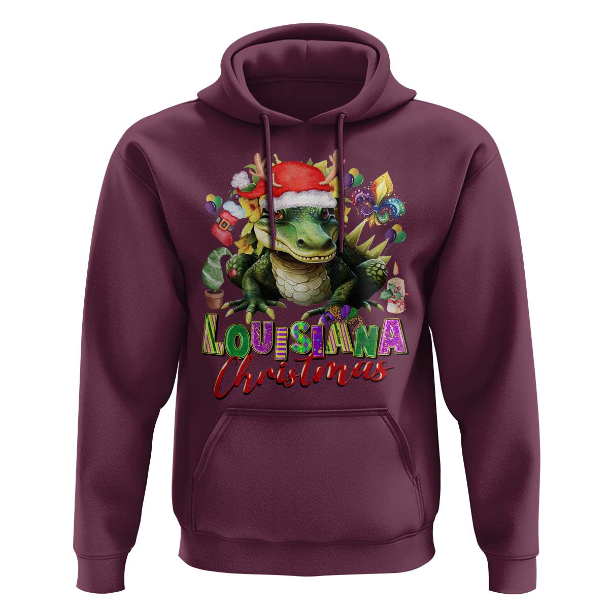 Funny Cajun Louisiana Christmas Santa's Alligator Hoodie