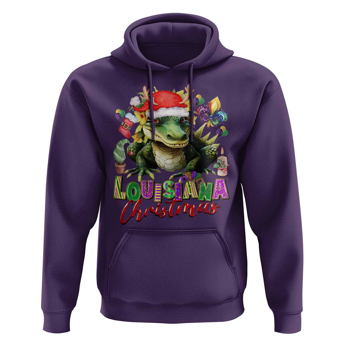 Funny Cajun Louisiana Christmas Santa's Alligator Hoodie