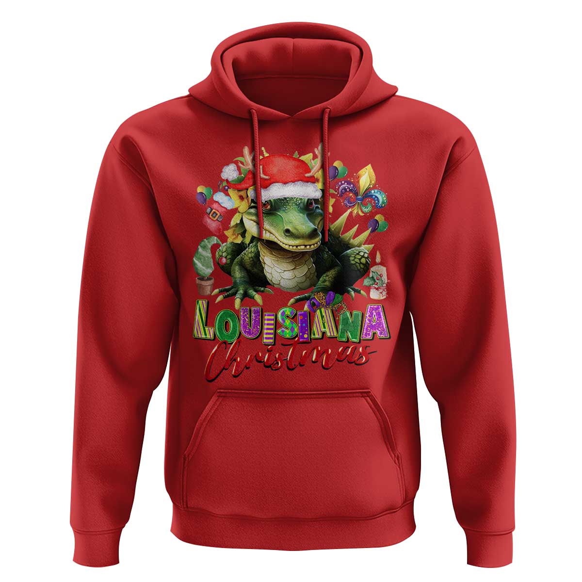 Funny Cajun Louisiana Christmas Santa's Alligator Hoodie