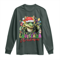 Funny Cajun Louisiana Christmas Santa's Alligator Long Sleeve Shirt