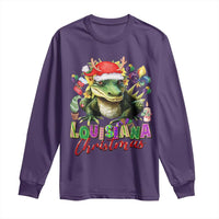 Funny Cajun Louisiana Christmas Santa's Alligator Long Sleeve Shirt