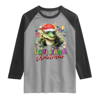 Funny Cajun Louisiana Christmas Santa's Alligator Raglan Shirt - Wonder Print Shop