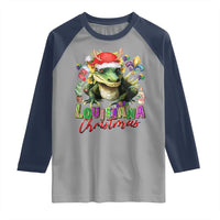 Funny Cajun Louisiana Christmas Santa's Alligator Raglan Shirt - Wonder Print Shop