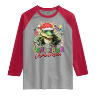Funny Cajun Louisiana Christmas Santa's Alligator Raglan Shirt - Wonder Print Shop