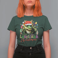 Funny Cajun Louisiana Christmas Santa's Alligator T Shirt For Women - Wonder Print Shop