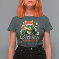 Funny Cajun Louisiana Christmas Santa's Alligator T Shirt For Women - Wonder Print Shop