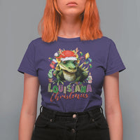 Funny Cajun Louisiana Christmas Santa's Alligator T Shirt For Women - Wonder Print Shop