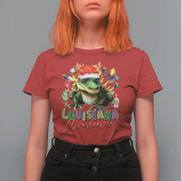 Funny Cajun Louisiana Christmas Santa's Alligator T Shirt For Women - Wonder Print Shop