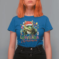 Funny Cajun Louisiana Christmas Santa's Alligator T Shirt For Women - Wonder Print Shop