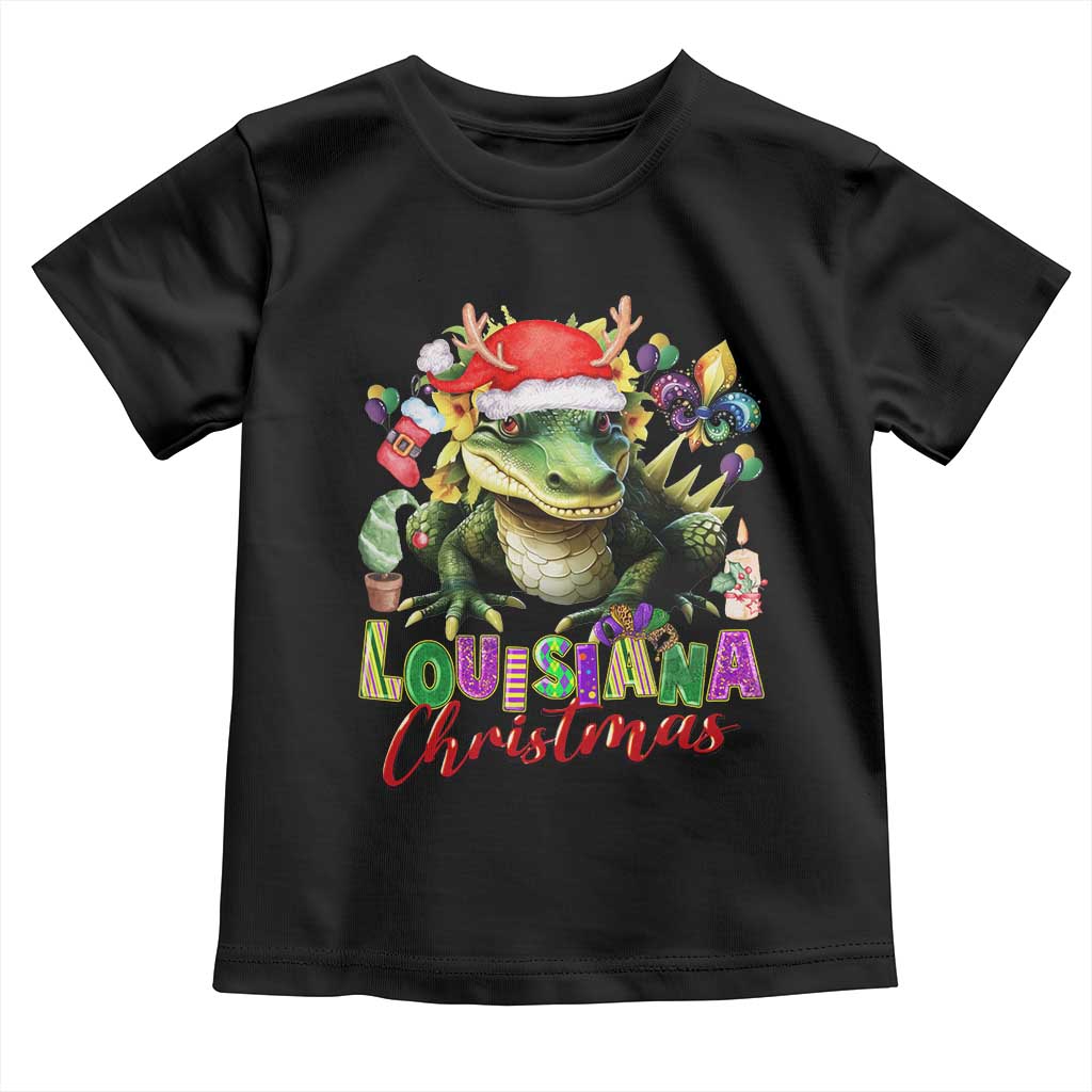 Funny Cajun Louisiana Christmas Santa's Alligator Toddler T Shirt