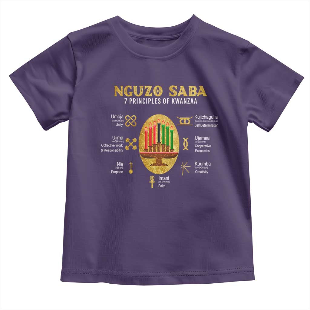 Nguzo Saba Symbols The 7 Principles Of Kwanzaa Kinara Candles Toddler T Shirt