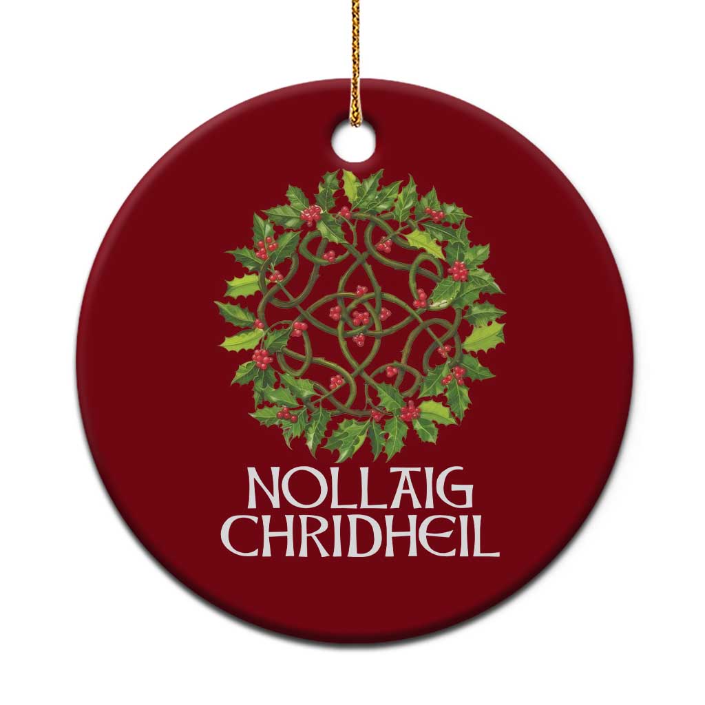 Scottish Merry Christmas Ceramic Ornament Nollaig Chridhel Celtic Xmas Mistletoe - Wonder Print Shop