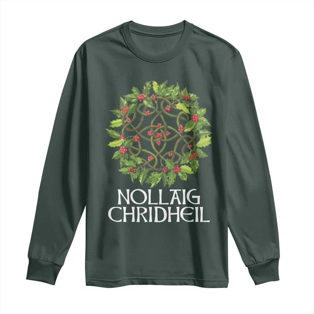 Scottish Merry Christmas Long Sleeve Shirt Nollaig Chridhel Celtic Xmas Mistletoe