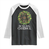 Scottish Merry Christmas Raglan Shirt Nollaig Chridhel Celtic Xmas Mistletoe - Wonder Print Shop