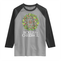Scottish Merry Christmas Raglan Shirt Nollaig Chridhel Celtic Xmas Mistletoe - Wonder Print Shop
