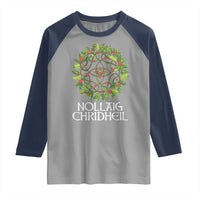 Scottish Merry Christmas Raglan Shirt Nollaig Chridhel Celtic Xmas Mistletoe - Wonder Print Shop
