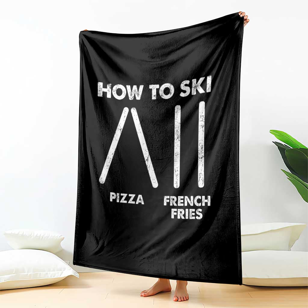 Funny Skiing Instructor Throw Blanket How To Ski Food Lover Winter Sport - Wonder Print Shop