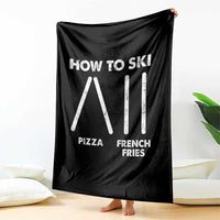 Funny Skiing Instructor Throw Blanket How To Ski Food Lover Winter Sport - Wonder Print Shop