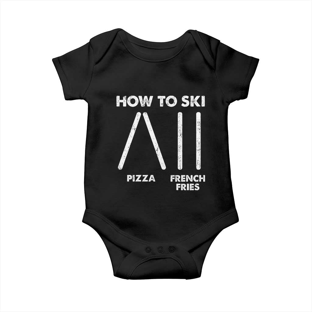 Funny Skiing Instructor Baby Onesie How To Ski Food Lover Winter Sport - Wonder Print Shop