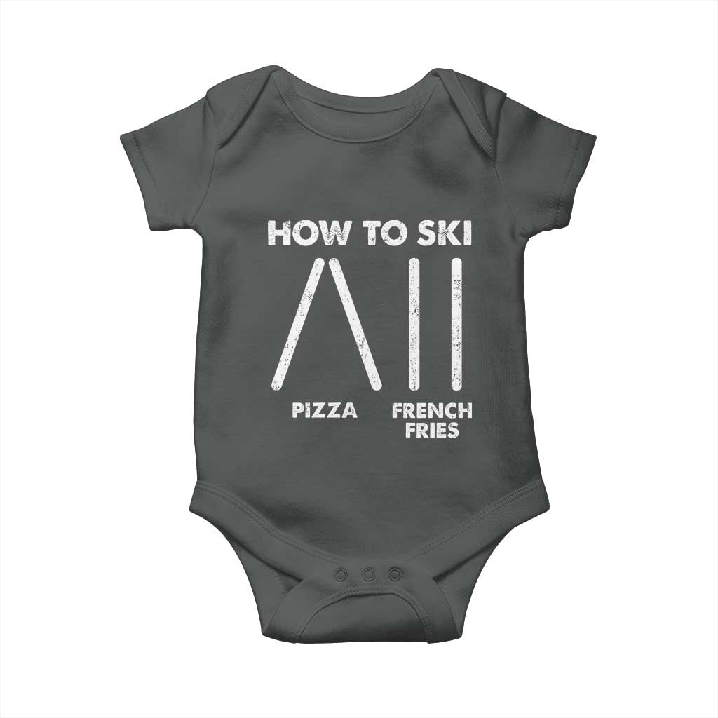 Funny Skiing Instructor Baby Onesie How To Ski Food Lover Winter Sport - Wonder Print Shop
