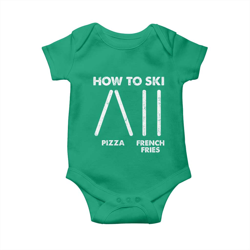 Funny Skiing Instructor Baby Onesie How To Ski Food Lover Winter Sport - Wonder Print Shop