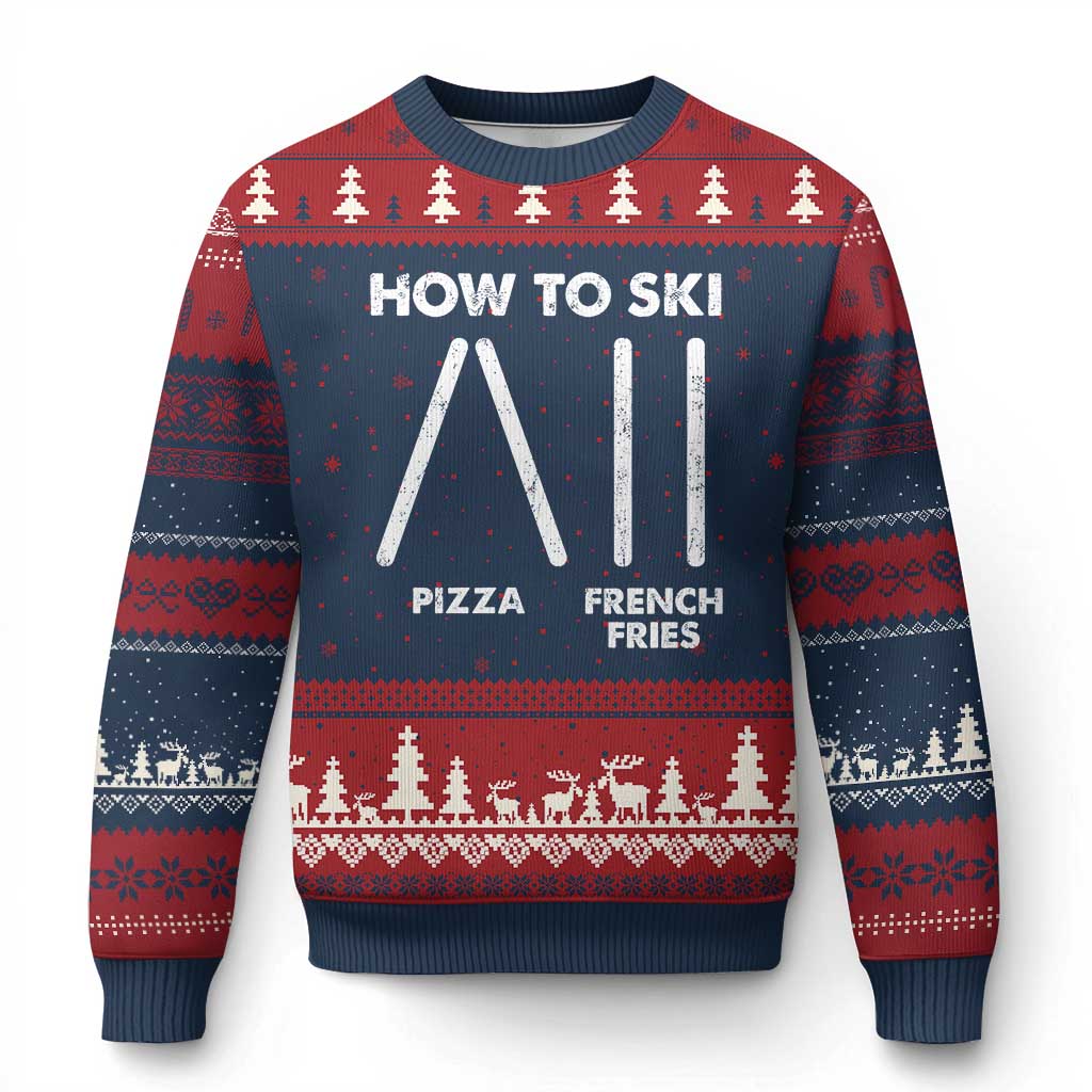 Funny Skiing Instructor Ugly Christmas Sweater How To Ski Food Lover Winter Sport - Wonder Print Shop